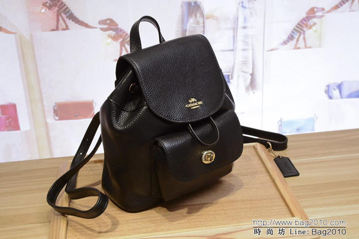 COACH蔻馳 最新款 37621 新款翻蓋 純色全皮 小號雙肩包  Chz1345